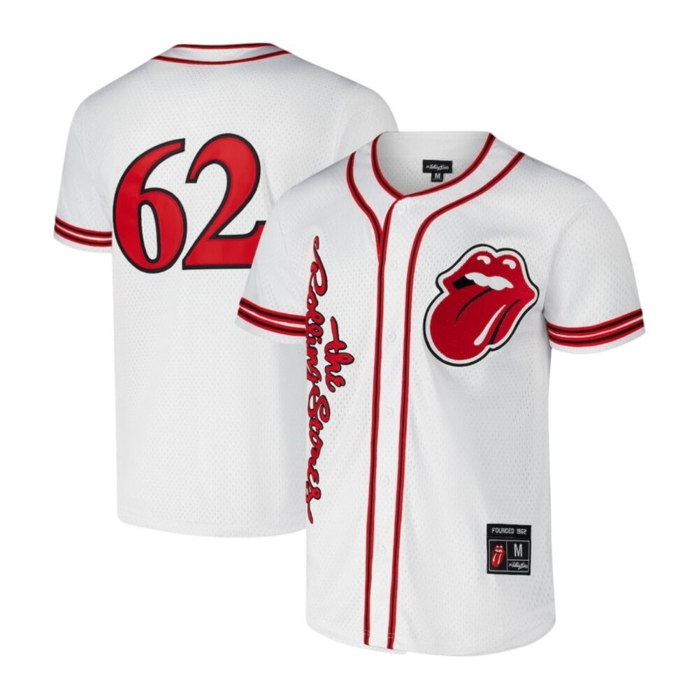 Rolling Stones Baseball Jersey Shirt WHITE Rock Pop MSRP $100 Men’s